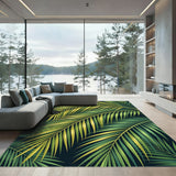 Lush Green Palm Frond Tropical Rug