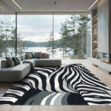 Monochromatic Zebra Stripe Abstract Rug