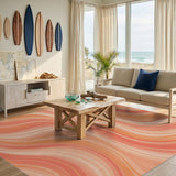 Flowing Orange Wave Abstract Area Rug
