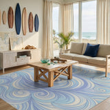 Blue and Teal Swirl Blue Swirl Abstract Area Rug