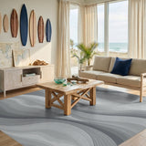 Grey Flowing Waves Area Rug