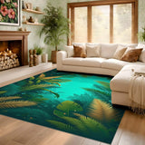 ODIKA Tropical Palm Leaf Washable Area Rug - Low Pile & Non-Slip Jungle Botanical Rug