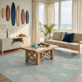 Teal Coastal Sand Dollar Area Rug
