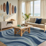 Wave Blue Wave Coastal Area Rug