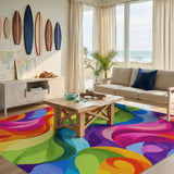 Vivid Rainbow Swirl Area Rug