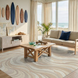 Beige Neutral Abstract Swirl Area Rug