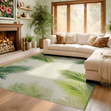 ODIKA Tropical Palm Leaf Washable Area Rug - Low Pile Non-Slip Botanical Carpet