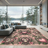 Pink Cherub Heart Floral Arrangement Rug