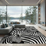 Intense Black and White Zebra Herd Rug