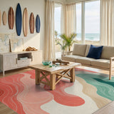 Red Flowing Wave Area Rug