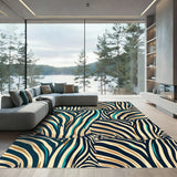 Bold Indigo Teal Zebra Stripe Rug