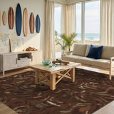 Brown Abstract Swirl Area Rug
