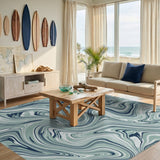 Abstract Area Swirl Blue Teal Swirl Abstract Area Rug