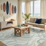 Sage Green Botanical Leaf Rug