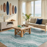 Teal Marble Swirl Area Rug