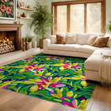 ODIKA Washable Tropical Floral Low Pile Non-Slip Area Rug