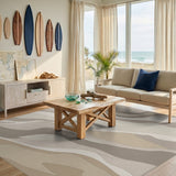 Abstract Area Beige and Neutral Beige Neutral Abstract Wave Area Rug