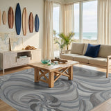 Grey Swirl Spiral Abstract Area Rug