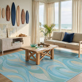 Wave Abstract Area Blue Teal Abstract Wave Area Rug