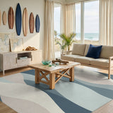 Wavy Blue Teal Abstract No. 3 Area Rug