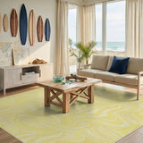 Yellow Swirling Waves Abstract Area Rug