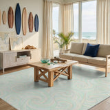Mint Green Swirl Washable Area Rug