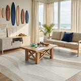 Serene Beige Abstract Wave Area Rug