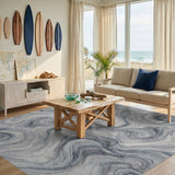Abstract Area Blue Marble Swirl Area Rug