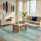 Blue Teal Coastal Waves Area Rug