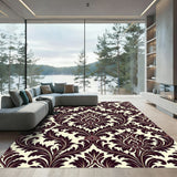 Burgundy Plum Floral Damask Rug