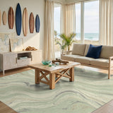 Green Marble Swirl Abstract Area Rug