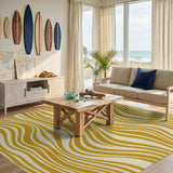 Yellow Wavy Wave Area Rug