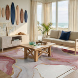 Rose Pink Gold Fluid Abstract Area Rug