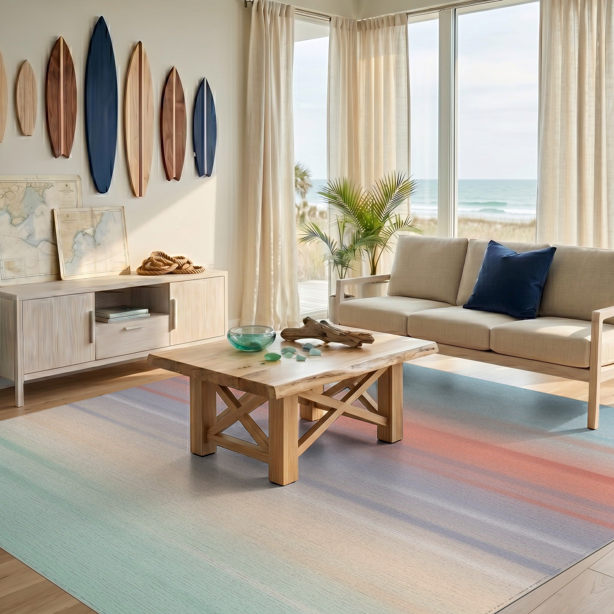 Pastel Stripe Abstract Area Rug