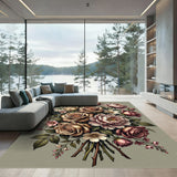 Vintage Rose and Peony Floral Bouquet Rug