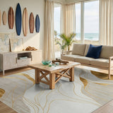 Abstract Gold Wave Area Rug