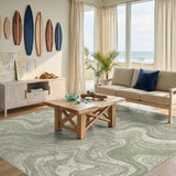 Abstract Area Green Marble Swirl Area Rug