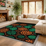 ODIKA Washable Monstera & Leopard Print Area Rug - Non-Slip Low Pile