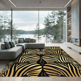Luxury Black Gold Zebra Stripes Rug