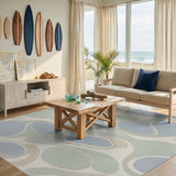 Organic Blue Teal Abstract Area Rug