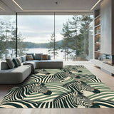 Zebra Stripes Abstract Green Waves Rug
