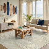 Beige Wavy Lines Area Rug
