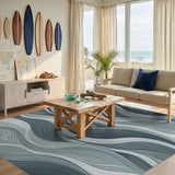 Blue and Teal Wave Blue Teal Wave Abstract Area Rug