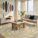 Yellow Swirl Abstract Yellow Area Rug