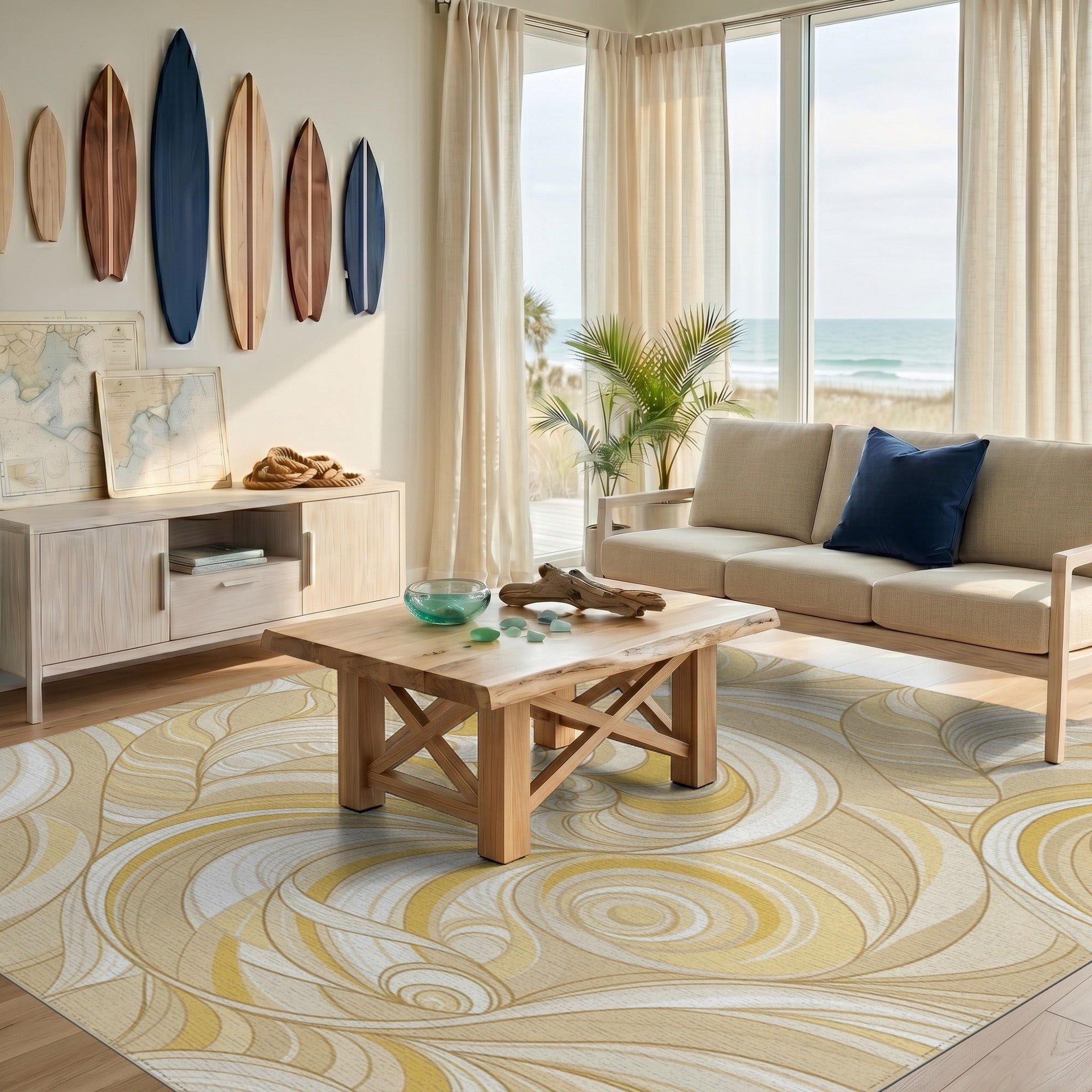 Yellow Swirl Abstract Yellow Area Rug
