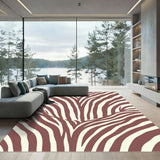Rich Burgundy Zebra Stripe Texture Rug