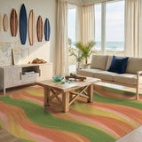 Vibrant Wavy Lines Area Rug