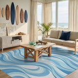 Blue Swirl Wave Area Rug