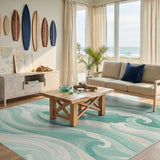 Teal Coastal Wave Area Rug
