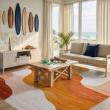 ODIKA Warm Orange Abstract Wave Area Rug